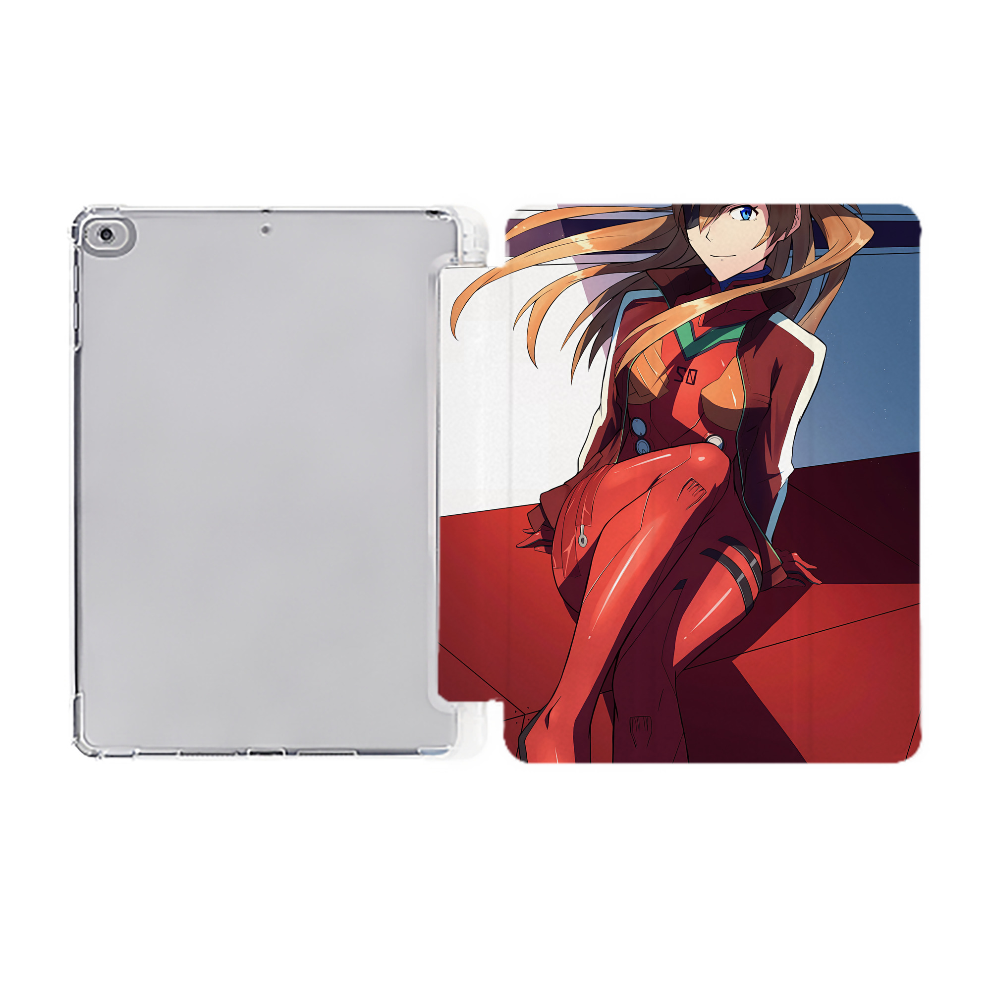 （画像用） EVA 新世紀エヴァンゲリオン IPad ケース ペン収納付き 三つ折りスタンド PUレザー×シリコン 対応機種9.5/10.5/10.9インチ